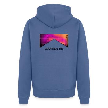 Vaporwave Art - Unisex Premium Organic Zip Hoodie - stone blue - Back - Nico (187cm)