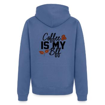 Coffee Is My Bff - Unisex Premium Bio Zip Hoodie - Taubenblau - Hinten - Nico (187cm)