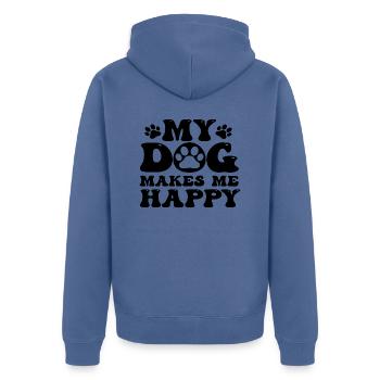 Mon chien me rend heureux - Veste à capuche bio Premium Unisexe - bleu pigeon - Dos - Nico (187cm)