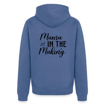 Maman en devenir - Veste à capuche bio Premium Unisexe - bleu pigeon - Dos - Nico (187cm)