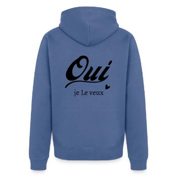 Oui je le veux - Veste à capuche bio Premium Unisexe - bleu pigeon - Dos - Nico (187cm)