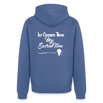 Ice Cream Time - White Design - Unisex Premium Organic Zip Hoodie - stone blue - Back - Nico (187cm)