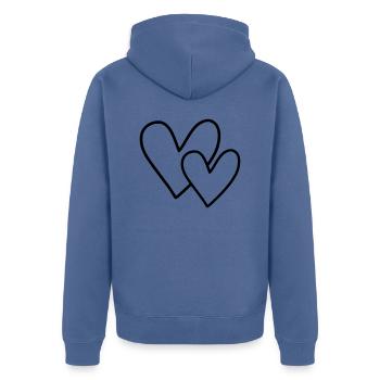 2 Hearts - Unisex Premium Organic Zip Hoodie - stone blue - Back - Nico (187cm)