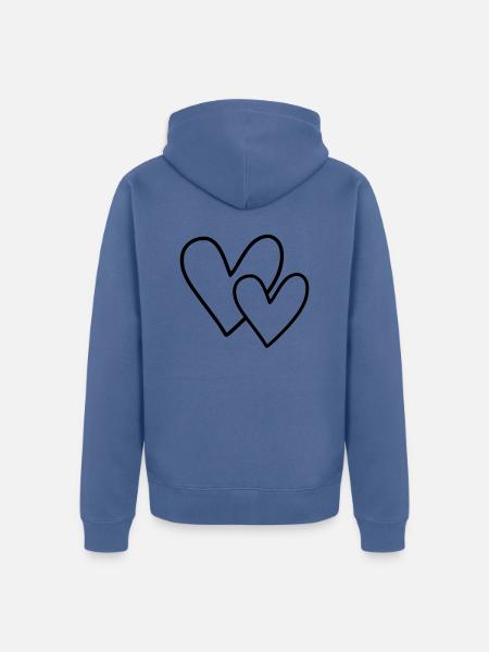2 Hearts - Unisex Premium Organic Zip Hoodie - stone blue