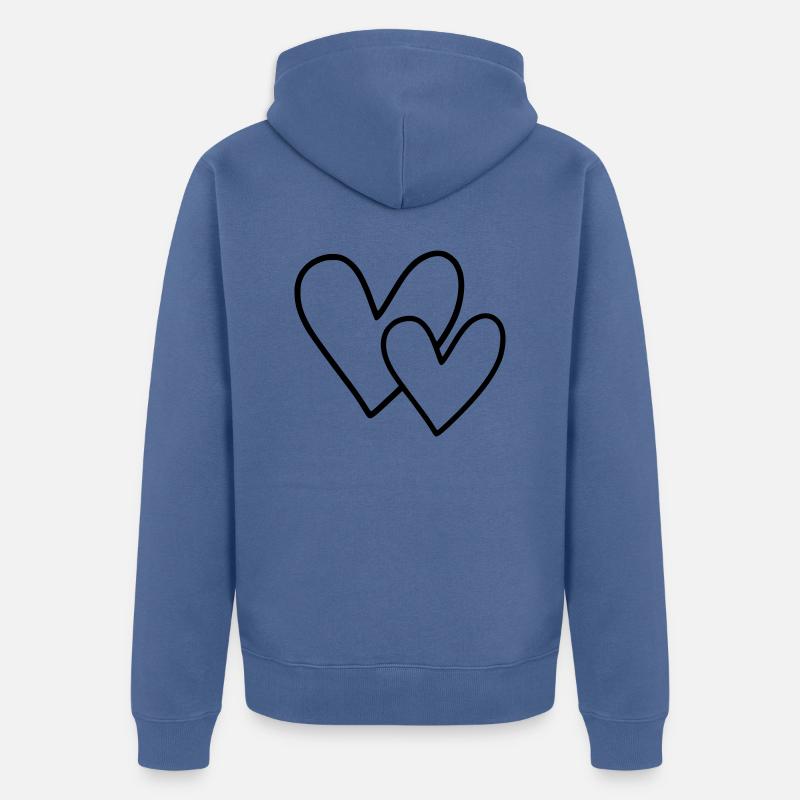 2 Herzen - Unisex Premium Bio Zip Hoodie - Taubenblau