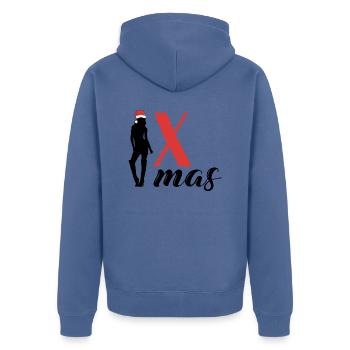 x mas pour Noël - Veste à capuche bio Premium Unisexe - bleu pigeon - Dos - Nico (187cm)