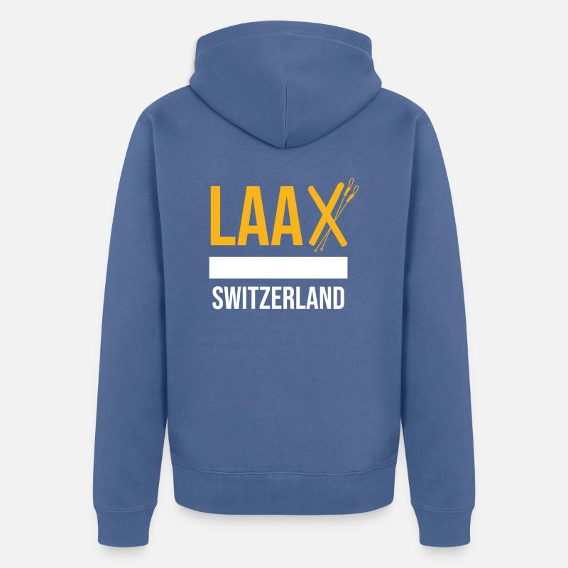 Laax, der Graubündner Traum - Unisex Premium Bio Zip Hoodie - Taubenblau