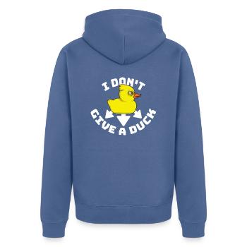 Lustig Ich gebe keine Ente Gummienten Sarkasmus - Unisex Premium Bio Zip Hoodie - Taubenblau - Hinten - Nico (187cm)