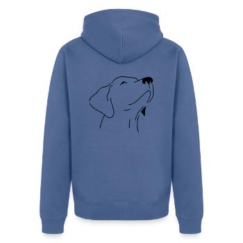 dog - Unisex Premium Organic Zip Hoodie - stone blue - Back - Nico (187cm)