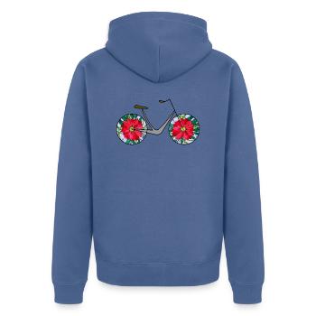 Fahrrad - Unisex Premium Bio Zip Hoodie - Taubenblau - Hinten - Nico (187cm)