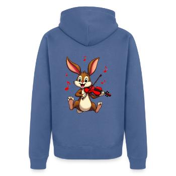 Lapin Violoniste Mignon - Veste à capuche bio Premium Unisexe - bleu pigeon - Dos - Nico (187cm)