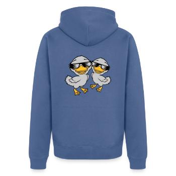 2 Cool Duckling Sunglasses - Unisex Premium Organic Zip Hoodie - stone blue - Back - Nico (187cm)
