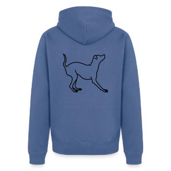 Miniature Pinscher Lineart 1 - Unisex Premium Organic Zip Hoodie - stone blue - Back - Nico (187cm)