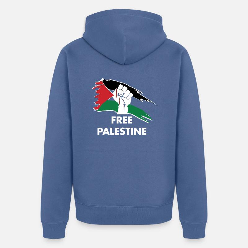 Palestine libre - Veste à capuche bio Premium Unisexe - bleu pigeon