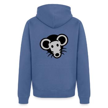 Maus Wand Loch Mauseloch Guckt Süß Lustig Comic - Unisex Premium Bio Zip Hoodie - Taubenblau - Hinten - Nico (187cm)