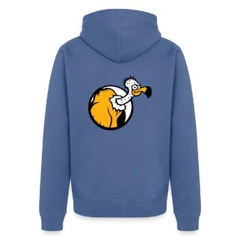 Geier Aasfresser Vogel lustig Geiern Aasgeier Spaß - Unisex Premium Bio Zip Hoodie - Taubenblau - Hinten - Nico (187cm)