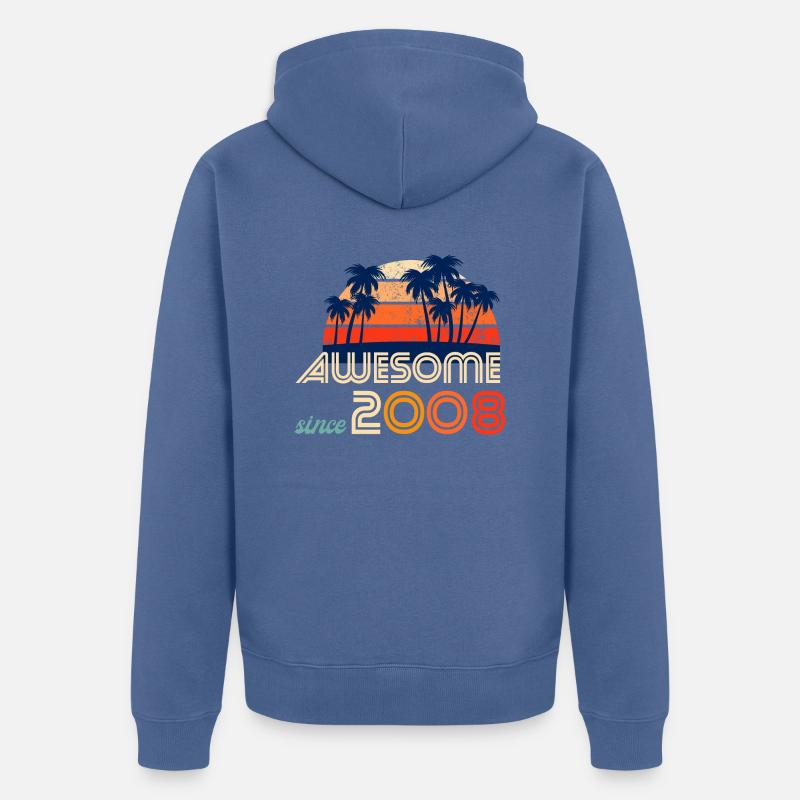 Awesome since 2008 Geschenkidee - Unisex Premium Bio Zip Hoodie - Taubenblau