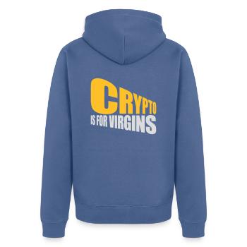 crypto is for virgins - Unisex Premium Organic Zip Hoodie - stone blue - Back - Nico (187cm)