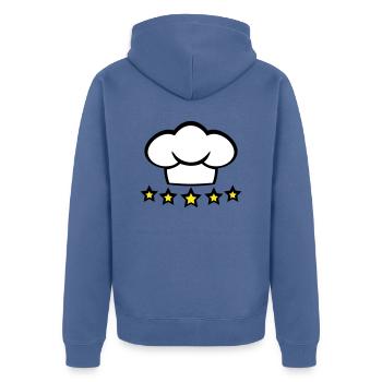 Chef Kitchen Chef’s Hat 5 étoiles Master Cool - Veste à capuche bio Premium Unisexe - bleu pigeon - Dos - Nico (187cm)