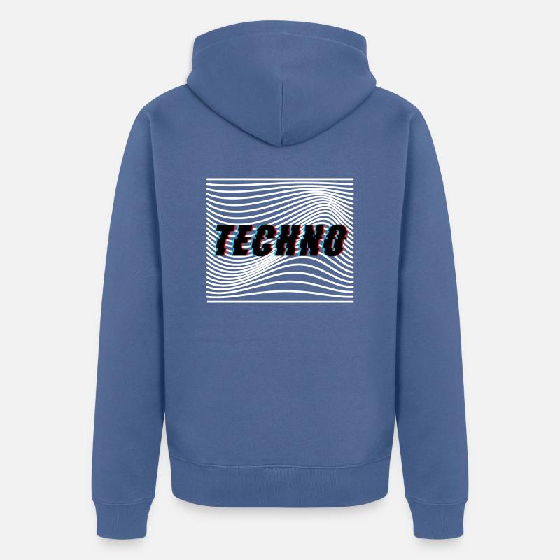 Techno Vagues Trippy Psychédélique - Veste à capuche bio Premium Unisexe - bleu pigeon