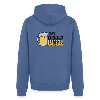 May Contain Beer Spruch - Unisex Premium Bio Zip Hoodie - Taubenblau - Hinten - Nico (187cm)