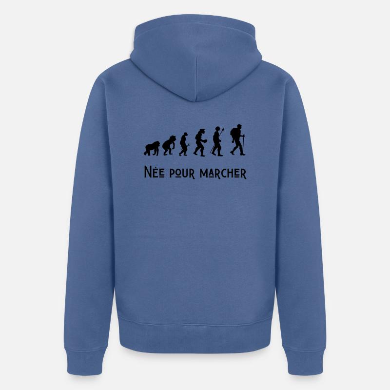né pour marcher évolution - Veste à capuche bio Premium Unisexe - bleu pigeon