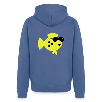 poissons aveugles / blind fish (2c) - Veste à capuche bio Premium Unisexe - bleu pigeon - Dos - Nico (187cm)