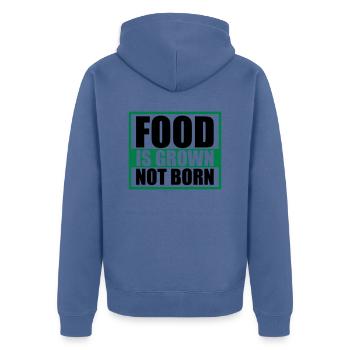 Veganer Vegetarier Spruch Motto Prvokation - Unisex Premium Bio Zip Hoodie - Taubenblau - Hinten - Nico (187cm)