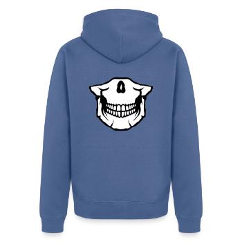 low skull skull skull death head - Unisex Premium Organic Zip Hoodie - stone blue - Back - Nico (187cm)