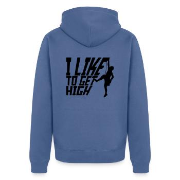 aiment se défoncer - Veste à capuche bio Premium Unisexe - bleu pigeon - Dos - Nico (187cm)