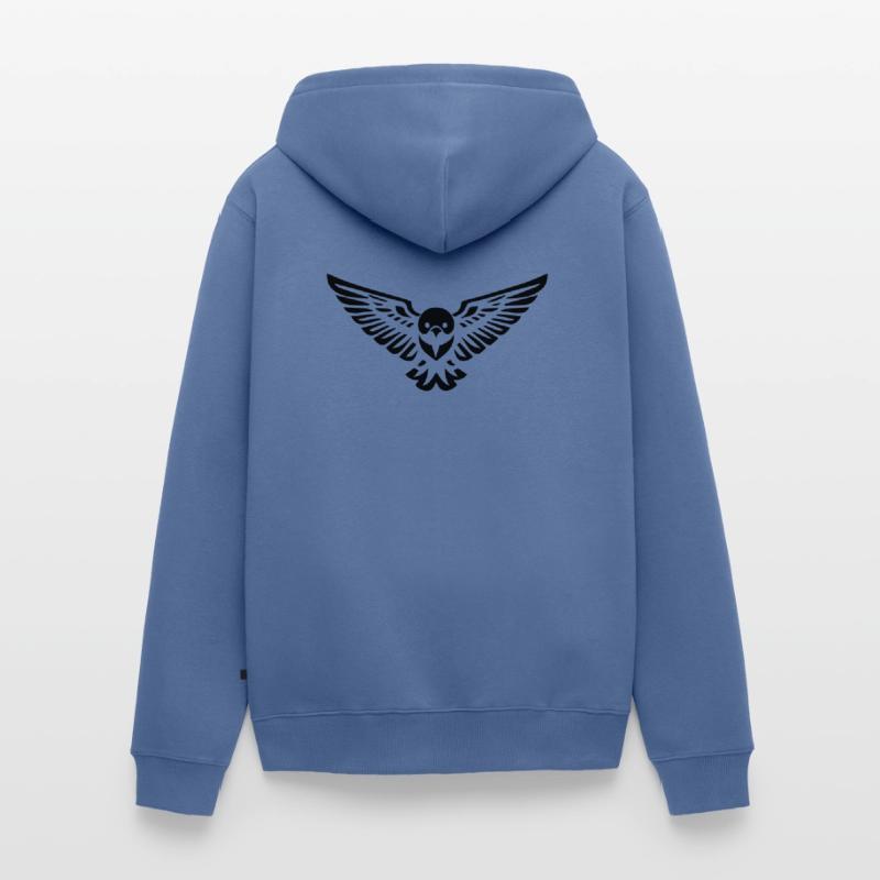 Vogel-Eule oder Adler fliegen vorne Unisex Premium Bio Zip Hoodie