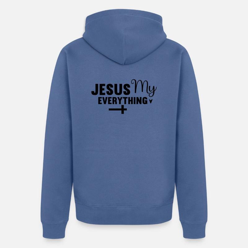 Jésus Mon Tout - Veste à capuche bio Premium Unisexe - bleu pigeon