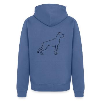 Boxer Lineart 1 - Unisex Premium Organic Zip Hoodie - stone blue - Back - Nico (187cm)