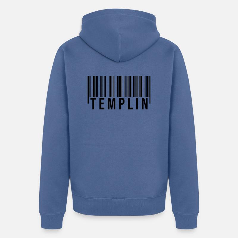 Templin Strichcode - Unisex Premium Bio Zip Hoodie - Taubenblau