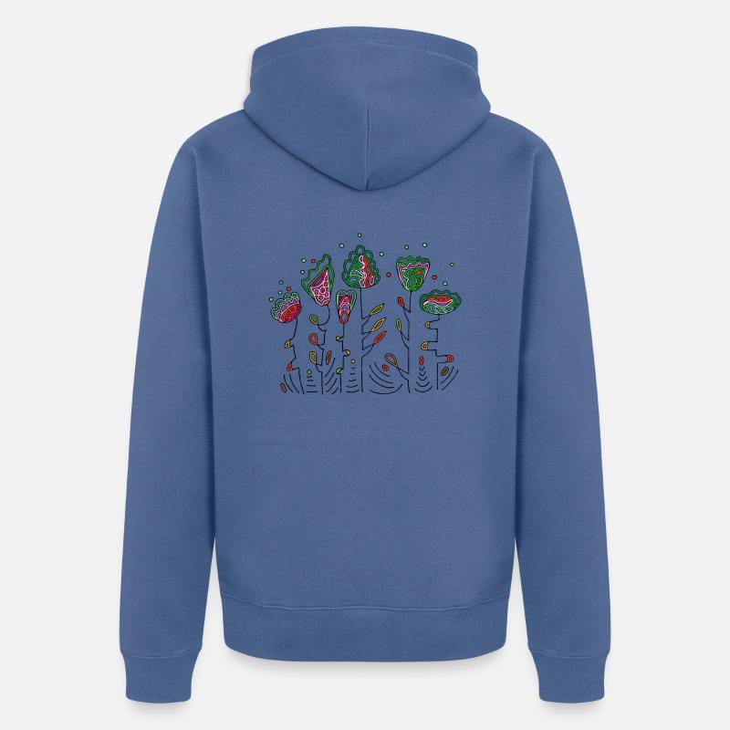 Fleur - Veste à capuche bio Premium Unisexe - bleu pigeon