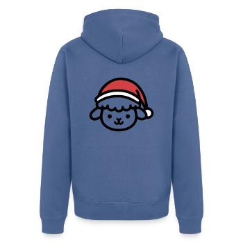 Noël Mignon Mouton - Veste à capuche bio Premium Unisexe - bleu pigeon - Dos - Nico (187cm)