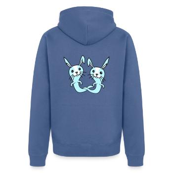 2 Bunnies Ghost Ghost Haunting Halloween Creepy - Unisex Premium Organic Zip Hoodie - stone blue - Back - Nico (187cm)