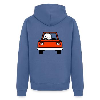 Vogel Auto fahren Autofahrer Führerschein mobil - Unisex Premium Bio Zip Hoodie - Taubenblau - Hinten - Nico (187cm)