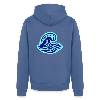 Meer Welle Ozean - Unisex Premium Bio Zip Hoodie - Taubenblau - Hinten - Nico (187cm)