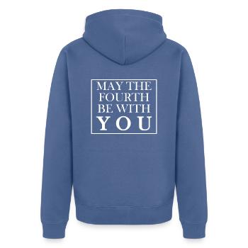 May the fourth be with you - Unisex Premium Bio Zip Hoodie - Taubenblau - Hinten - Nico (187cm)
