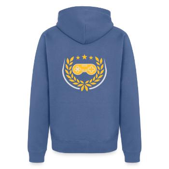 Lorbeerkranz Retro Gamer Controller - Unisex Premium Bio Zip Hoodie - Taubenblau - Hinten - Nico (187cm)