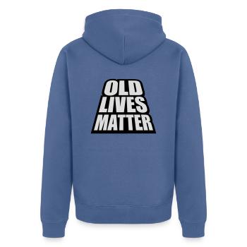 old lives matter quote - Unisex Premium Organic Zip Hoodie - stone blue - Back - Nico (187cm)