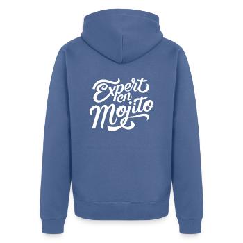 Expert en mojito - Veste à capuche bio Premium Unisexe - bleu pigeon - Dos - Nico (187cm)