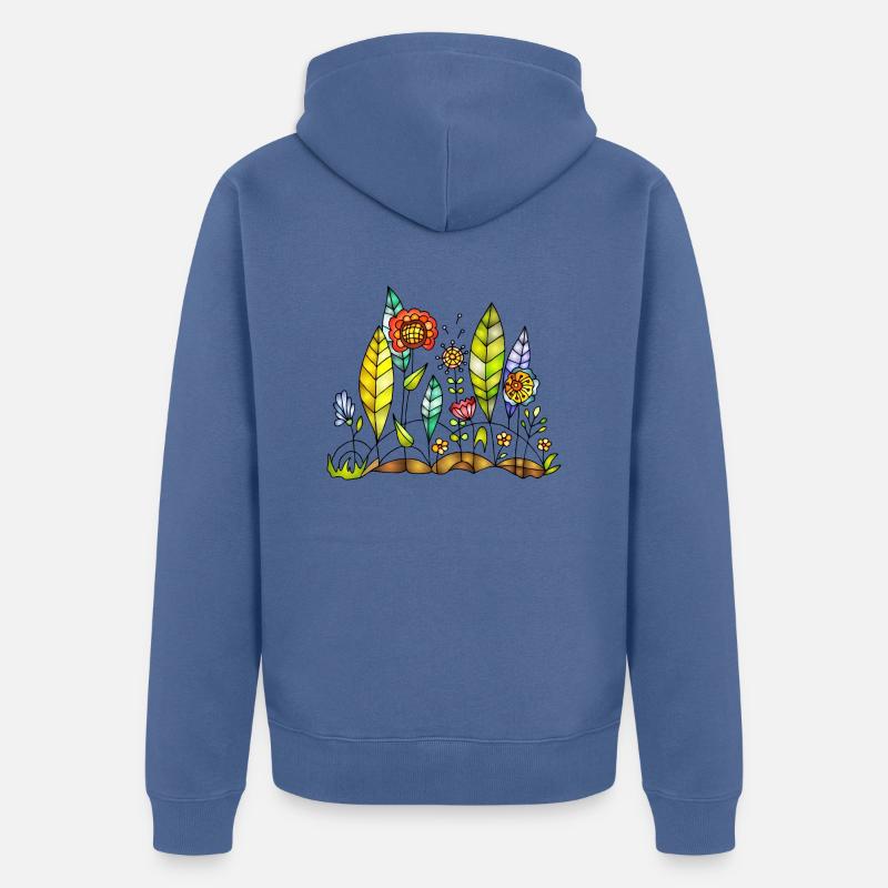 Fleur - Veste à capuche bio Premium Unisexe - bleu pigeon