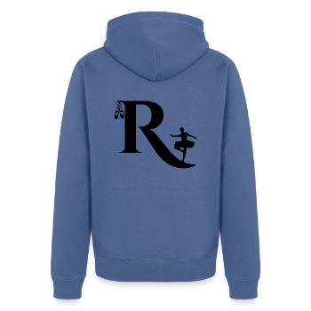 Brief an Ballerina - Unisex Premium Bio Zip Hoodie - Taubenblau - Hinten - Nico (187cm)