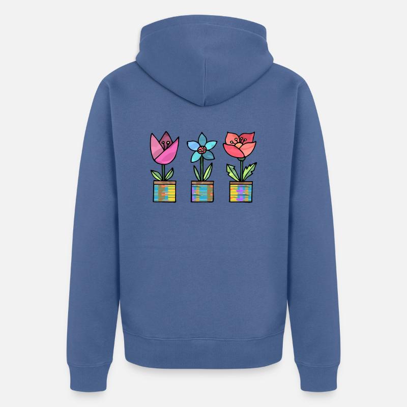 Fleur - Veste à capuche bio Premium Unisexe - bleu pigeon