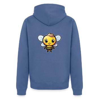 Bee cheerful - Unisex Premium Organic Zip Hoodie - stone blue - Back - Nico (187cm)