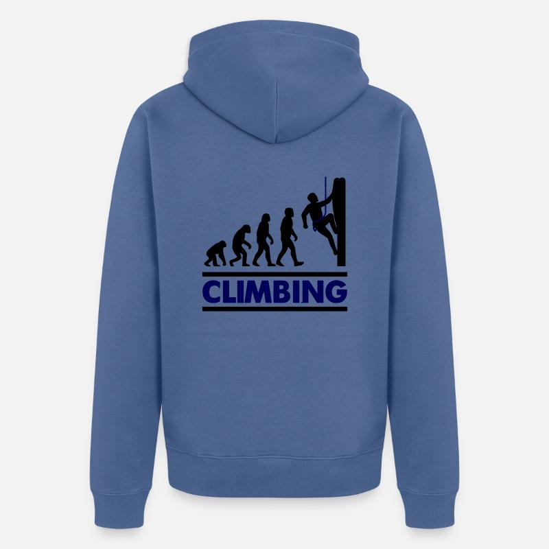 Escalade Évolution Grimpeur - Veste à capuche bio Premium Unisexe - bleu pigeon