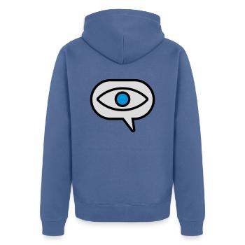 Eye Seeing Comic Speech Bubble - Unisex Premium Organic Zip Hoodie - stone blue - Back - Nico (187cm)