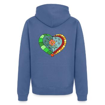 Herz - Unisex Premium Bio Zip Hoodie - Taubenblau - Hinten - Nico (187cm)